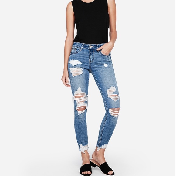 Express Denim - Express mid rise ripped ankle leggings